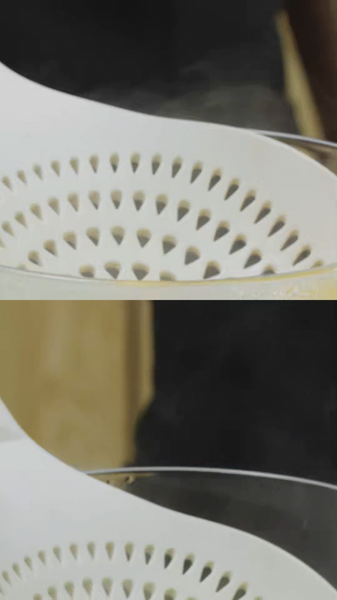 玉米筍對(duì)半切開、口蘑切片、豌豆去殼
